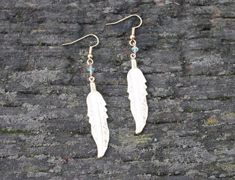 Apatite Aquamarine Moonstone Feather Earrings, Jewellery, Sun Moon Nation, Shannon Ross, Vancouver