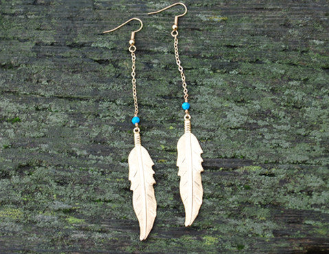 Turquoise Feather Earrings, Jewellery, Sun Moon Nation, Shannon Ross, Vancouver